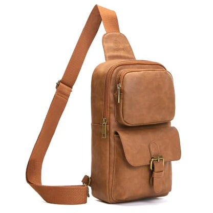 Sling Bag for Men and Women, Brown - color: Brown
