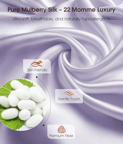 MUSICOZY 3D Mulberry Silk Sleep Mask Bluetooth 5.4 Headphones Full Coverage - color: Light Purple