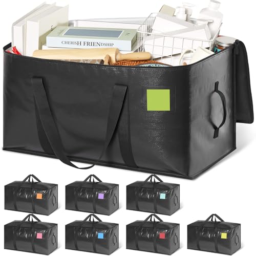 Heavy Duty Moving Bags Extra Large, Premium Storage Bags with Durable Zippers, Reinforced Handles, Moving Supplies for Clothes, Bedding, College Dorm Essentials, 8 Pack Black - color: Black