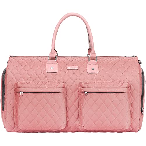 Convertible Garment Duffel Bag, 2-in-1 Hanging Suitcase for Travel - color: Quilted Pink