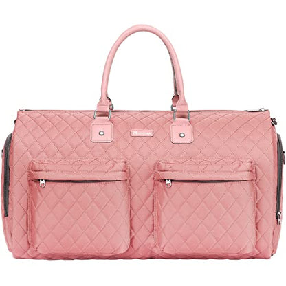 Convertible Garment Duffel Bag, 2-in-1 Hanging Suitcase for Travel - color: Quilted Pink