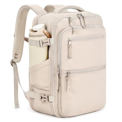 mibasies 30L Airline Approved Travel Carry On Backpack, fit 17" Laptop - color: Beige, size: X-Large