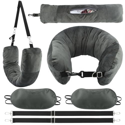2‑Pack Stuffable Travel Neck Pillow, Velvet Fillable Neck Pillow for Travel