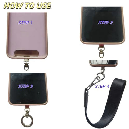 Clip and Go strap for phone with Leather Wallet crossbody phone - color: Black