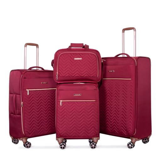 Travelhouse 4-Piece Softside Luggage Set with Spinner Wheels - color: Red, size: 4 piece