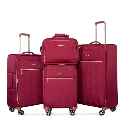 Travelhouse 4-Piece Softside Luggage Set with Spinner Wheels - color: Red, size: 4 piece