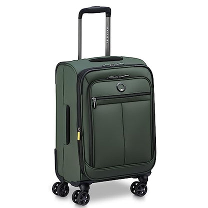DELSEY PARIS Sky Lite 19-Inch International Lightweight Carry-On Luggage - Water-Resistant Polyester, Dual Spinner Wheels, Multiple Exterior Pockets, Green - Softside Bag for Easy Travel - size: Carry on 19 Inch