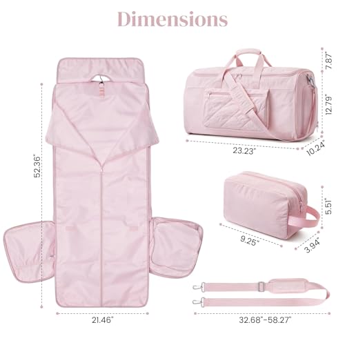 S-ZONE Garment Duffle Bags Travel Carry on Overnight Weekender Men Women - color: Pink