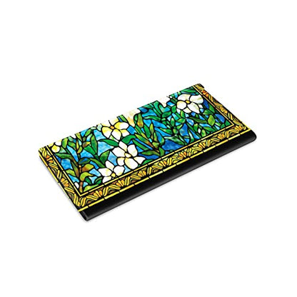 RainCaper Folding Travel Sunglasses & Reading Eyeglasses Case - Vegan Leather, Compact, Magnetic Closure, Slim Trifold Design - color: Tiffany Field of Lilies