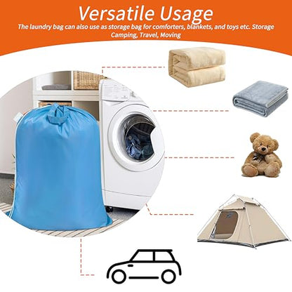 Polecasa 2 Pack Extra Heavy-Duty Laundry Bag with Handle, Gulf Blue, 28x36" - color: Gulf Blue, size: 28" x 36" | 2 Pack