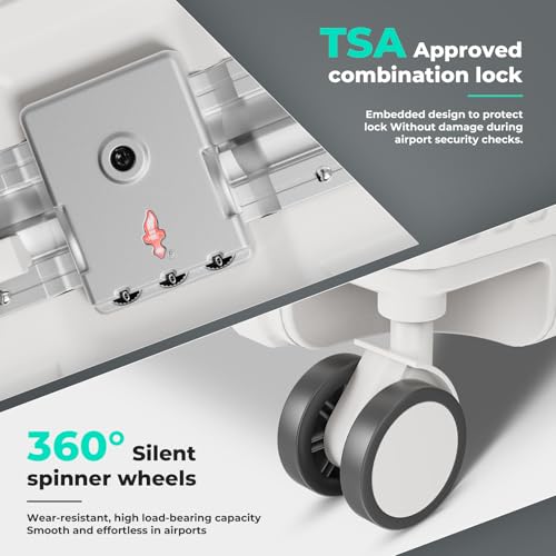 28 Inch Extra Large Luggage with USB Port & TSA Lock - color: White, size: 28 Inch