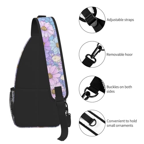 SUPLUCHOM Sling Bag Daisy Flower Pastel Color Hiking Daypack Crossbody Shoulder Backpack Travel Chest Pack for Men Women - color: B0174