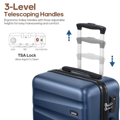 UKEIN Luggage Set with Backpack,Hardshell Carry On Luggage Airline Approved - color: Blue