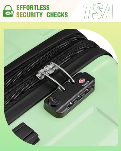 Checked Luggage, Expandable 24 Inch Hard Shell Suitcase with Spinner Wheels TSA Lock, Lightweight Travel Checked Suitcases - color: Mint, size: 24inch