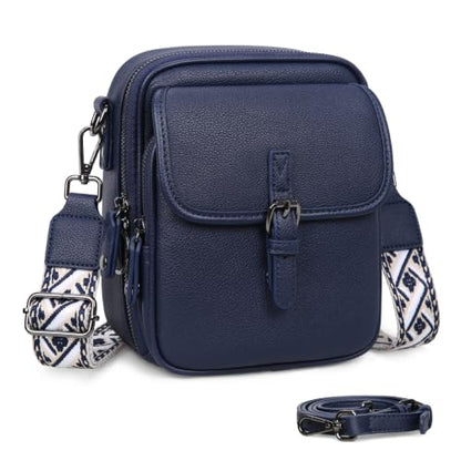 Leather Crossbody Bag for Women Small Anti Theft Messenger Purse - color: Dark Blue