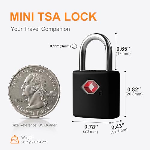 Luggage Locks TSA Approved 4 Pack, Keyed TSA Locks for Luggage - color: Black