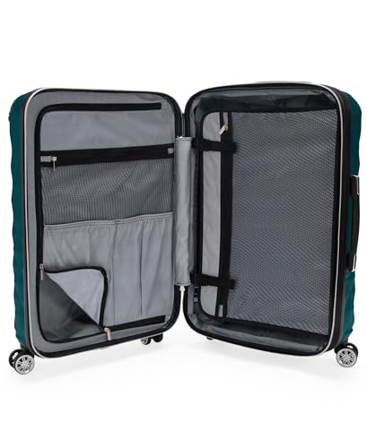 Kenneth Cole REACTION Diamond Tower Collection Lightweight Hardside Expandable 8-Wheel Spinner Travel Luggage, Deep Teal, 28-Inch Checked - color: Deep Teal, size: 28-Inch Checked