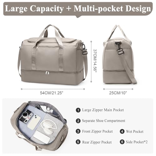 Extra Large Travel Duffle Bag, Carry-On Weekender Bags for Women Travel - color: Camel, size: Extra Large