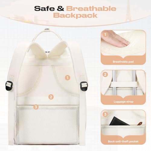Maelstrom 15.6-17.3" Laptop Backpack with Lunch Box, Work Bag for Women Men - color: Beige