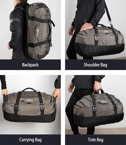 Ubon Convertible Duffel Backpack Weekender Gym Bag with Shoe Compartment - color: Grey, size: 45L