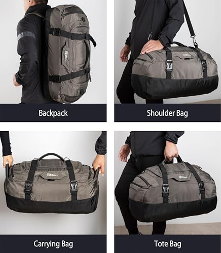Ubon Convertible Duffel Backpack Weekender Gym Bag with Shoe Compartment - color: Grey, size: 45L