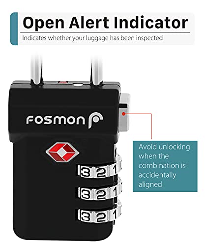 Fosmon TSA Approved Luggage Locks, 3 Digit Combination, 4 Pack Black - color: 3 Digit T Series Black 4 Pack