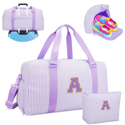 Birthday Gifts for Teen Girls Women, Initial Travel Duffle Bags - color: Purple, style: A