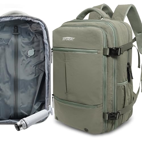 55L Vacuum Compression Backpack with Manual Pump for Carry On Travel - color: Army Green