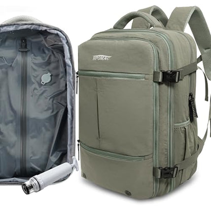 55L Vacuum Compression Backpack with Manual Pump for Carry On Travel - color: Army Green