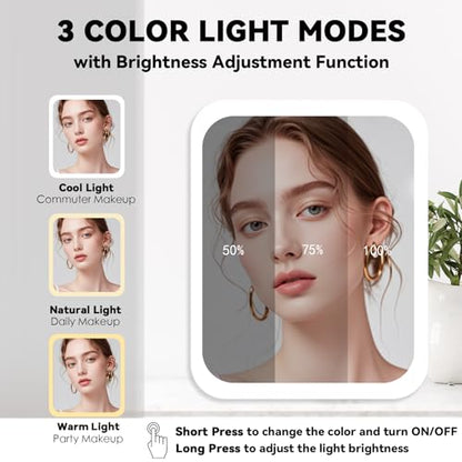LED 미러 세면도구 가방이 있는 여행용 메이크업 가방, 3가지 조명 설정, 조절 가능한 칸막이 및 메이크업 브러시 보관 가방-블루 플라워 - color: 블루 플라워, size: With LED Mirror Only