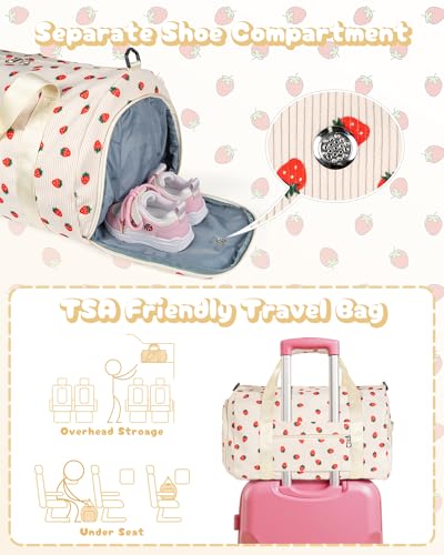 Holiday Gift Set, Girls Gym Bag, Kids Personalized Weekend Duffel - color: Beige, style: S