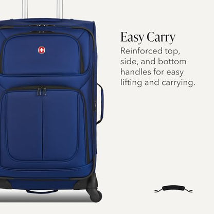 SWISSGEAR Sion Softside Expandable Spinner Luggage Durable Lightweight Travel Suitcase, Blue, Checked-Medium - color: Blue, size: Checked-Medium 25-Inch