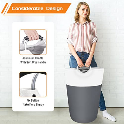 BlissTotes 115L Laundry Basket, Freestanding Collapsible Hamper, Gray - color: Gray, size: 115L