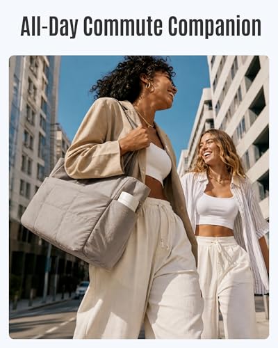 LIGHT FLIGHT Tote Bag for Women, Top Handle Handbag 15.6 inch Laptop Bag Quilted Tote With Pocket Black Totes for Work Bag - color: Grayish Brown