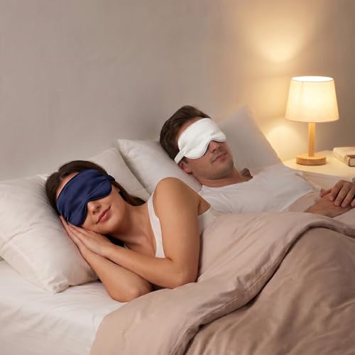 4pcs Sleep Mask, Silk Eye Mask for Sleeping Eyes Cover Blackout Eye Masks, Elastic Adjustable Soft Night Eyes Shade for Sleeping Women Men