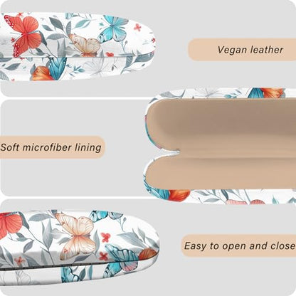 Eyeglasses Case Hard Shell Protective Case for Glasses Eyeglass Box with Cleaning Cloth for Girls Women Cute Aesthetic - color: M42-butterfly 2