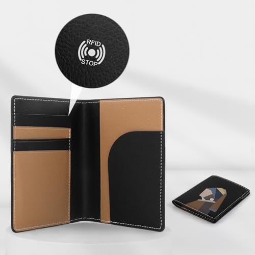 Lychii RFID-blocking Passport Holder Cover, Slim PU Leather Passport Wallet - color: Black/Brown