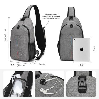 Crossbody Sling Backpack with Touch Screen Phone Pocket, Chest Bag for Commuting and Daily Use - color: Gray
