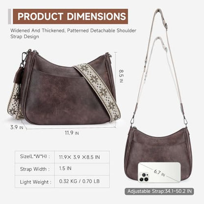 APHISON Trendy Leather Crossbody Purse, Women's Shoulder Handbag - color: 06-taupe