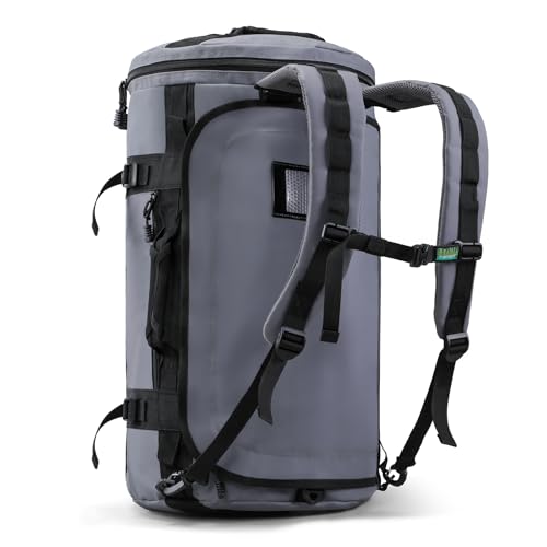 Haimont Heavy Duty Convertible Travel Duffel Backpack, Grey, 45L - color: Grey, size: 45L
