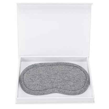100% Cashmere Eye Mask for Travel & Sleep Gray with Gift Box