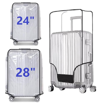 2PCS Clear PVC Suitcase Cover Protectors Transparent Luggage Cover Waterproof Wheeled Suitcase Dust Cover Dustproof Travel Luggage Sleeve Protector (24“+28”) - size: 24“+28”
