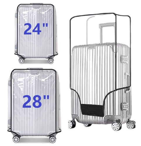 2PCS Clear PVC Suitcase Cover Protectors Transparent Luggage Cover Waterproof Wheeled Suitcase Dust Cover Dustproof Travel Luggage Sleeve Protector (24“+28”) - size: 24“+28”