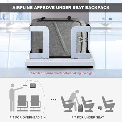 Kono Travel Backpack Airline Approved Overhead Bin Personal Item Bag - color: Grey, size: Medium