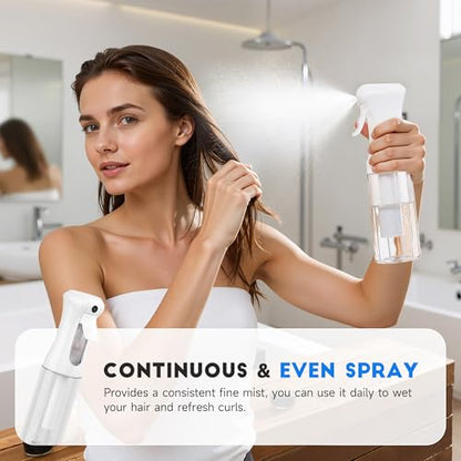3 Pack Continuous Spray Bottle for Hair, 10.1 OZ Ultra Fine Mister Sprayer - color: White Black Terracotta, size: (3-Pack)-10.1 Oz