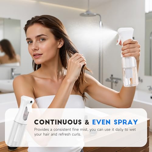 3 Pack Continuous Spray Bottle for Hair, 6.8 OZ Ultra Fine Mister Sprayer - color: White Pink Terracotta, size: (3-Pack)-6.8 Oz