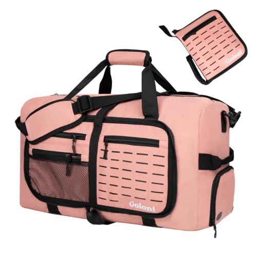 Goloni 65L Foldable Duffle Bag for Travel, Large Durable Travel Duffel Bag - color: Pink, size: 65L