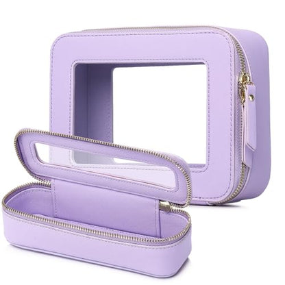 Pinkmik Travel Clear Makeup Bag,(Purple, M+SLIM) - color: B1/Purple, size: M+SLIM