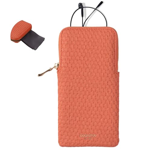 Cockatoo Portable Glasses Case, Drop-Resistant Eyewear Storage Pouch, Slim Soft Case for Sunglasses, with Cleaning Cloth - color: Fresh Salmon