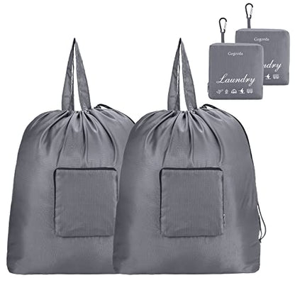 GOGOODA Travel Laundry Bags with Drawstring Closure XL Large with Handle - color: Grey